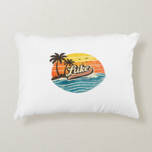 Luke Retro Sunset Name Design Accent Pillow