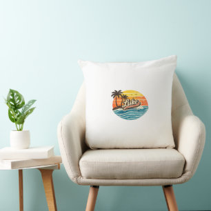 Luke Retro Sunset Name Design Throw Pillow