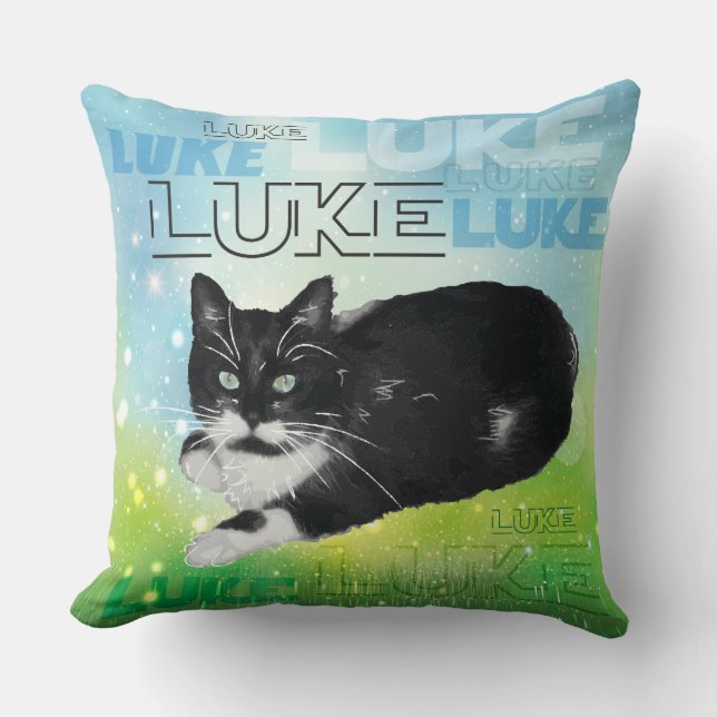 LUKE the Cat Throw Pillow (Front)