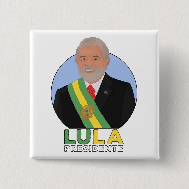 Lula Presidente 2 Inch Square Button (Front)