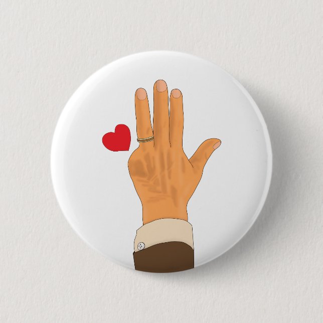 Lula's left hand and a heart 2 inch round button (Front)