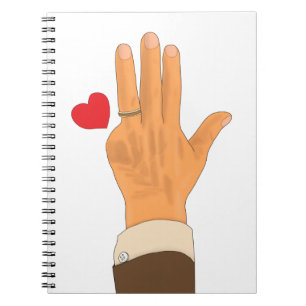 Lula's left hand and a heart notebook