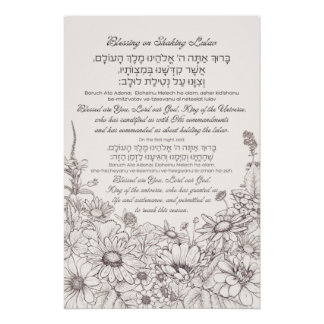 Lulav Blessing in Hebrew for Sukkot Poster