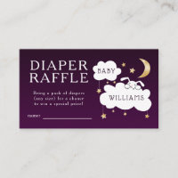 Lullaby Baby Shower Purple Diaper Raffle Ticket