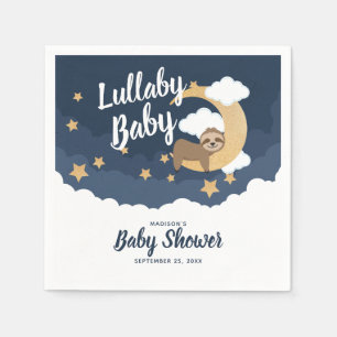 Lullaby Baby Sloth Moon Baby Shower Napkin