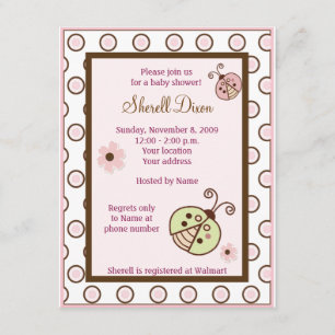 Lullabye Ladybug Mod Girly baby shower invitations