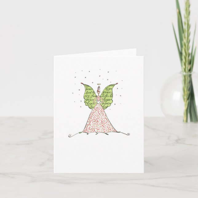 Lulu Notes / Holiday Angel Dove 4 x 5.6 note card (Front)
