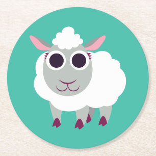 Lulu the Sheep Round Paper Coaster