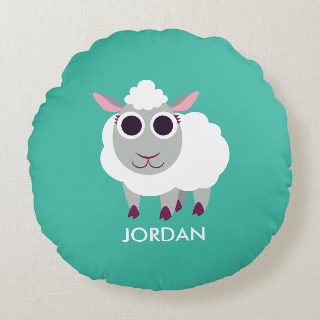 Lulu the Sheep Round Pillow (Front)