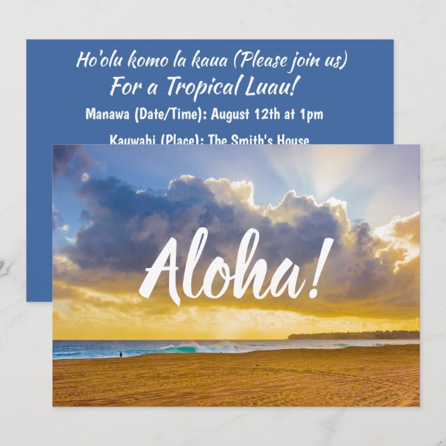 Lumahai Beach, Kauai, Hawaii Invitation (Front/Back)