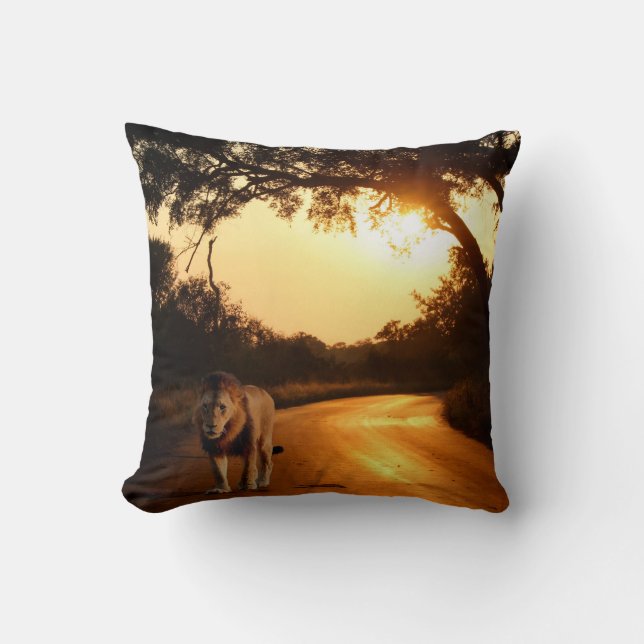 Lumbar Coussin - Lion sur la route (Recto)