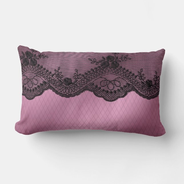 Lumbar Decorative Pillow Reversible Rose Lace (Front)