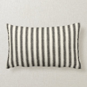 Lumbar FarmHouse-Black-Ticking-Outdoor-Indoor M L Lumbar Pillow
