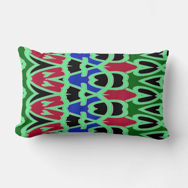 Lumbar Pillow, A multicolor fabric print pattern Pillow (Front)