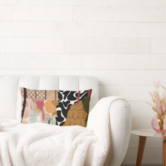 Lumbar pillow, abstract mixed media design pillow