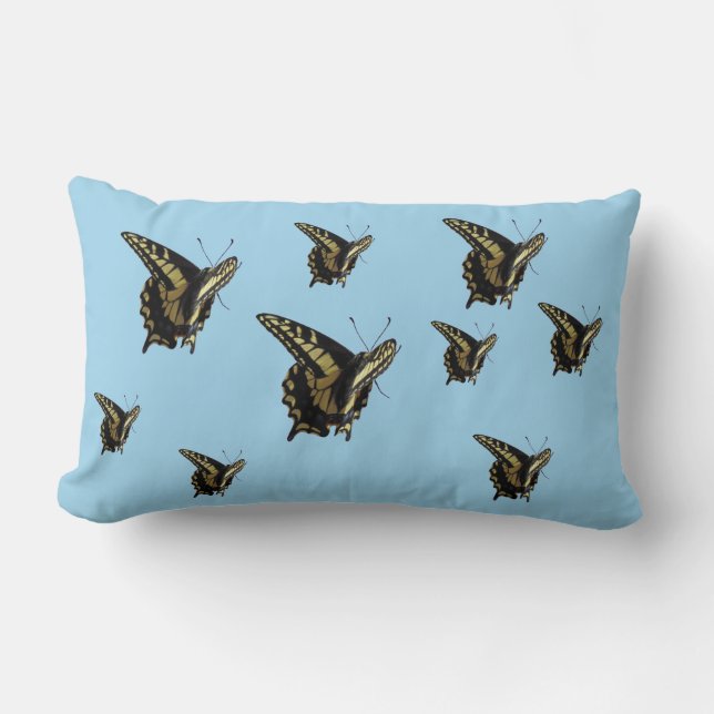 Lumbar Pillow - Swallowtail Butterflies on Blue (Front)
