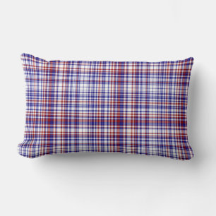 Lumbar Plaid Pillow,Red-White-Blue Collection 02 Pillow