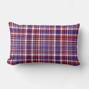 Lumbar Plaid Pillow,Red-White-Blue Collection 03 Pillow