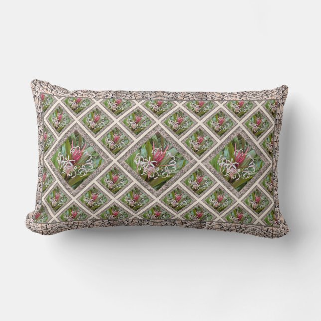 Lumbar Throw Pillow with Pink Spider Lillies (Front)
