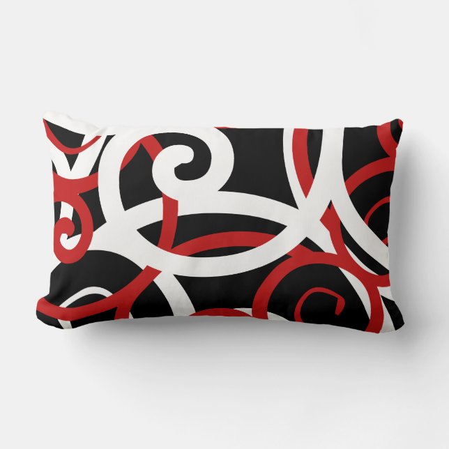 Lumbar White & Black modern abstract designer Lumb Lumbar Pillow (Front)