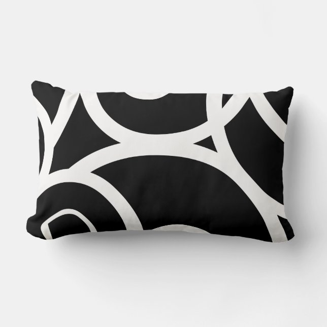 Lumbar White & Black modern abstract designer Lumbar Pillow (Front)