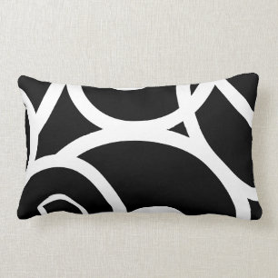 Lumbar White & Black modern abstract designer Lumbar Pillow