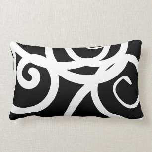 Lumbar White & Black modern abstract designer Lumbar Pillow