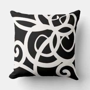 Lumbar White & Black modern abstract designer Throw Pillow