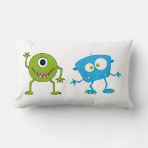Lumber Cushion - Two Blue & Green Monsters