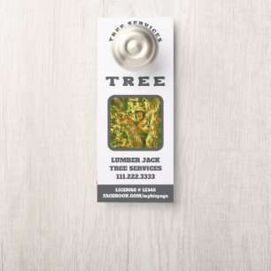 *~* Lumber Jack in TREE  QR Tree Services Door Hanger
