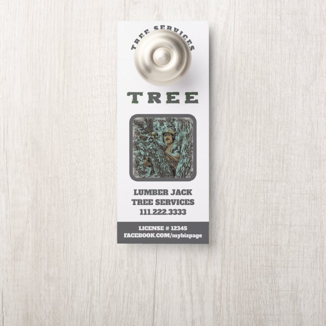 *~*   Lumber Jack QR Artsy Tree Services Door Hanger (On Knob)