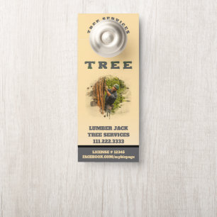 *~* Lumber Jack TREE  Services QR Yellow Door Hanger