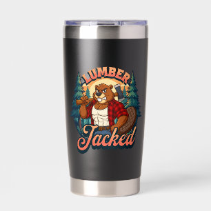 Lumber Jacked Beaver Funny Lumberjack Pun Design Insulated Tumbler