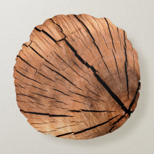 Lumber log wood tree cross section round pillow