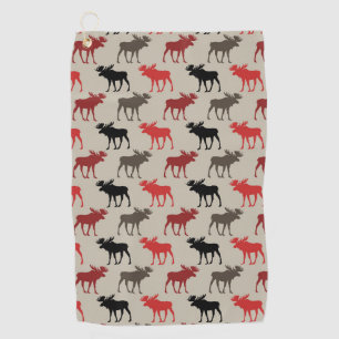 Lumber Red Black Grey Moose Silhouette Antler Deer Golf Towel
