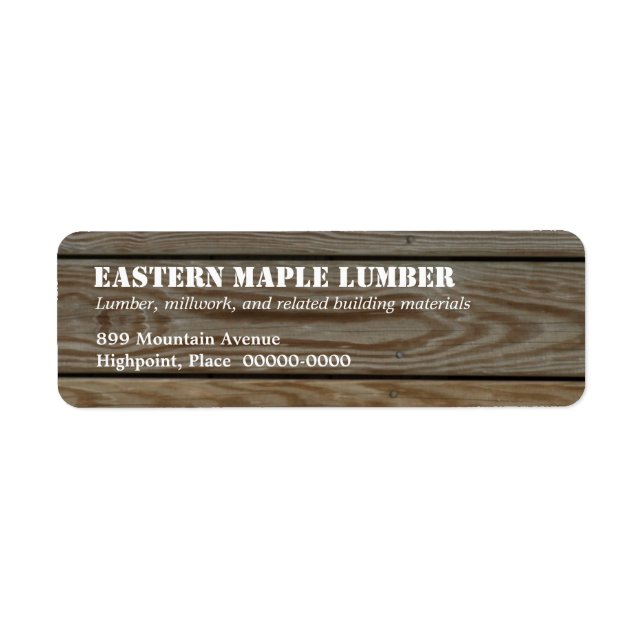 Lumber Return Address Label (Front)
