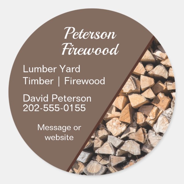 Lumber Timber Yard Firewood Business Classic Round Sticker (Front)