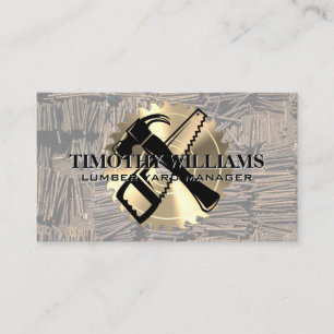 Lumber Yard Saw Hammer Business Card