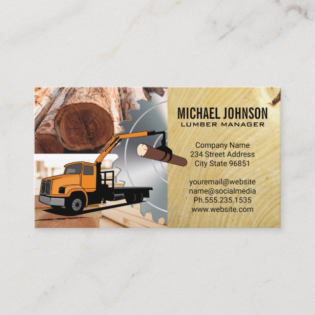 Lumber Yard | Wood | Circular Saw Business Card (Front)