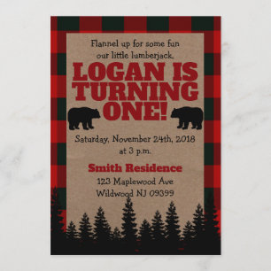 Lumberjack 1er Anniversaire Invitation