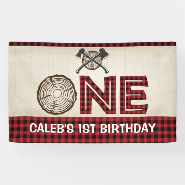 Lumberjack 1st Birthday Banner - Lumberjack (Horizontal)