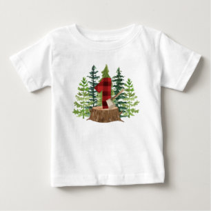 Lumberjack 1st birthday Buffalo Plaid Baby T-Shirt