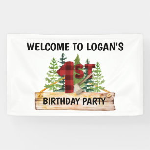 Lumberjack 1st Birthday Welcome Party Banner