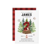 Lumberjack 2nd Birthday Buffalo Plaid Invitation
