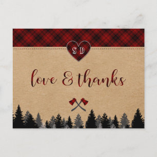 LumberJack and Jill Wedding Anniversary Thank you Postcard