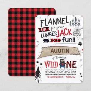 Lumberjack Anniversaire Invitation Buffalo Plaid B