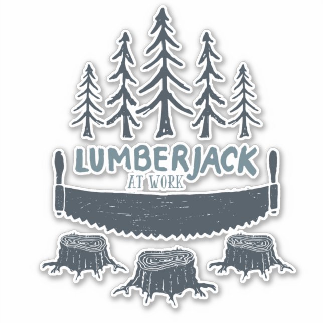 Lumberjack At Work Crosscut Saw Tree Stumps (Front)