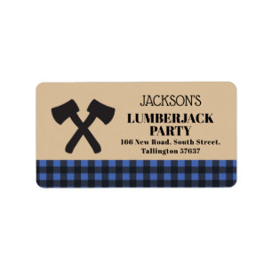 Lumberjack Axe Birthday Plaid Party Address Labels