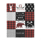 Lumberjack Baby Blanket Buffalo Plaid Bear Nursery