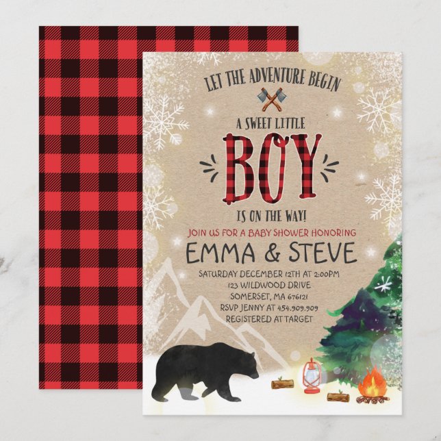 Lumberjack Baby Shower Invitation Lumberjack Party (Front/Back)